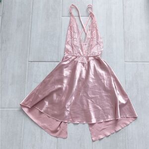 SHEIN Women's Sleepwear Babydoll Lingerie Lace Open Back Small Pink Criss-cross